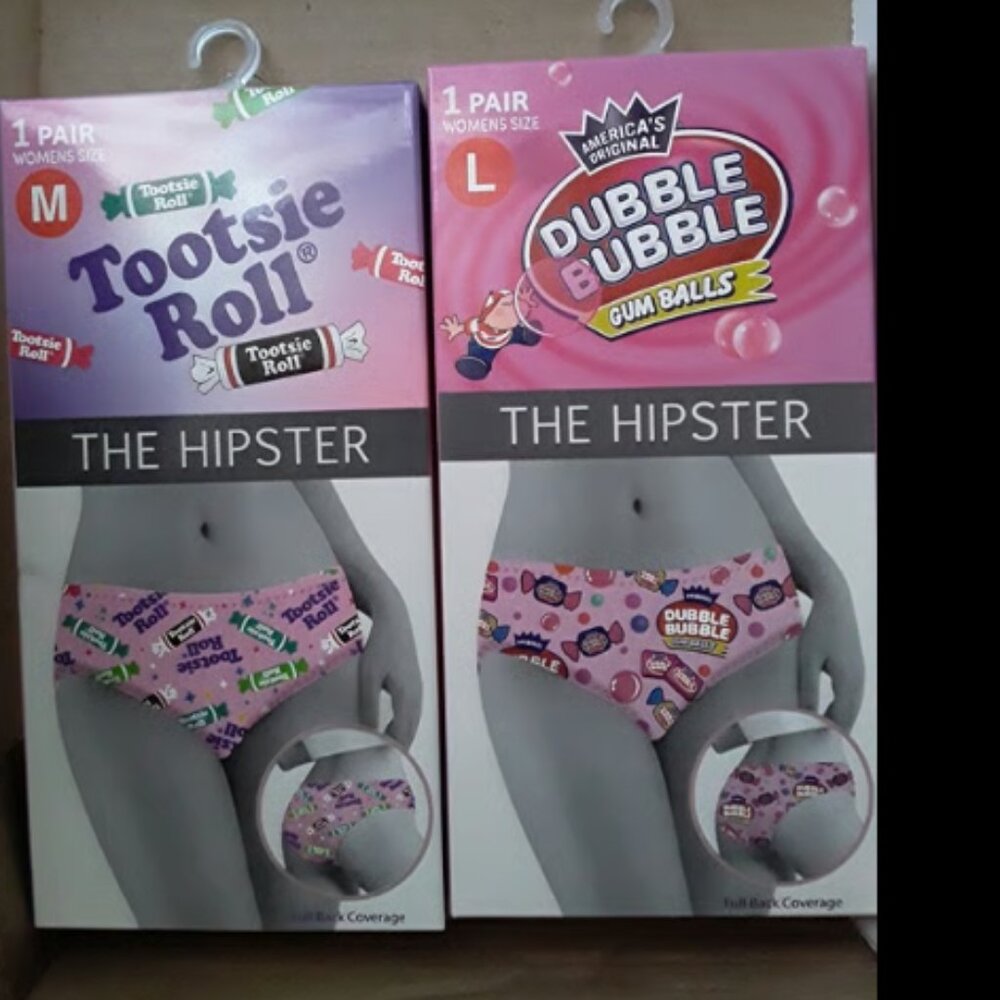 5 HIPSTER UNDERWEAR WOMEN MM WAHH, DUBBLE BUBBLE TOOTSIE ROLL LARGE MEDIUM BODY